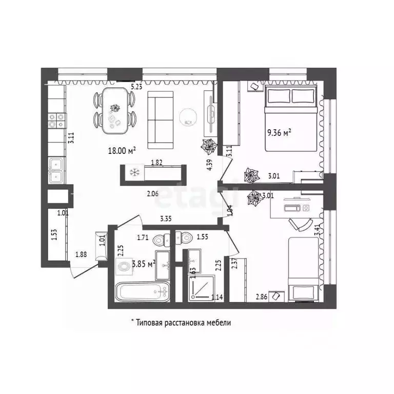 2-к кв. Тюменская область, Тюмень ул. Тимофея Чаркова, 87 (49.6 м) - Фото 2