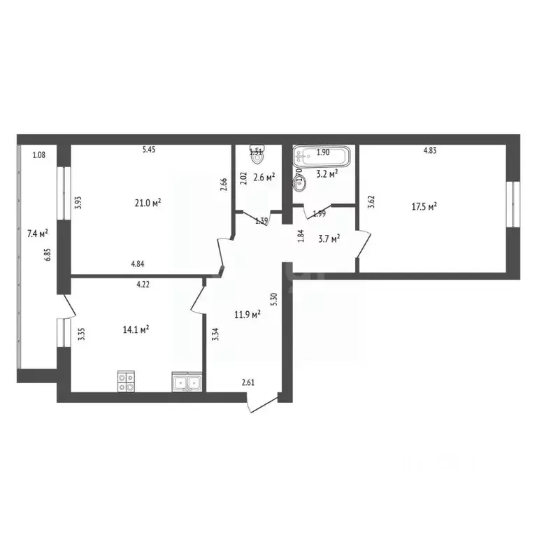 2-к кв. Самарская область, Самара ул. Карбышева, 67 (81.0 м) - Фото 2