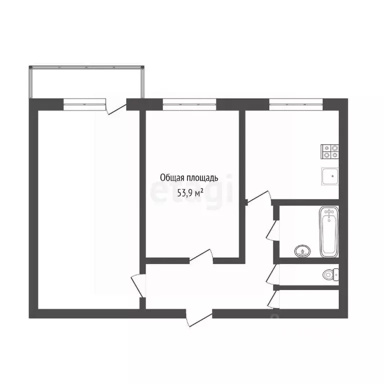 2-к кв. Томская область, Томск Алтайская ул., 126 (53.9 м) - Фото 1