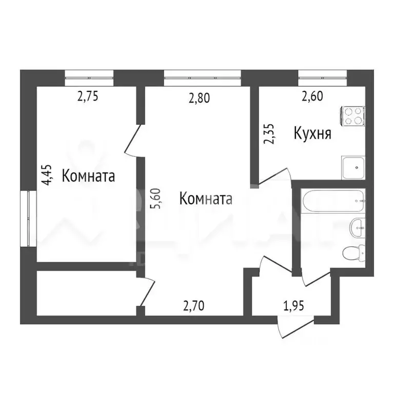 2-к кв. Коми, Ухта пос. Озерный, ул. Чернова, 9 (43.2 м) - Фото 1