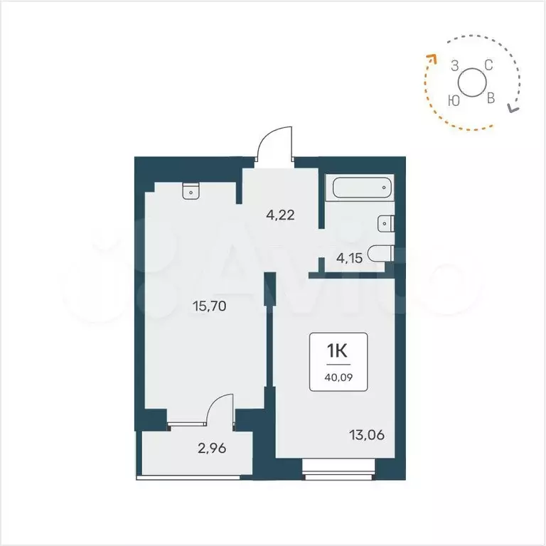 1-к. квартира, 40,1 м, 17/18 эт. - Фото 0
