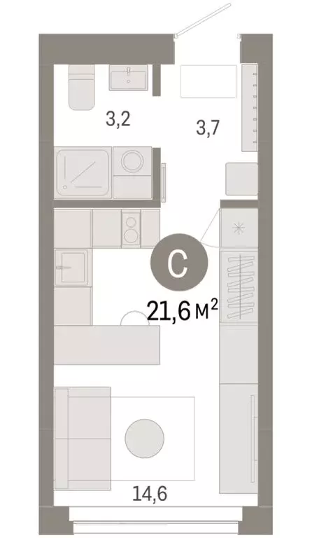 Квартира-студия: Новосибирск, Большевистская улица, 66 (21.56 м) - Фото 2