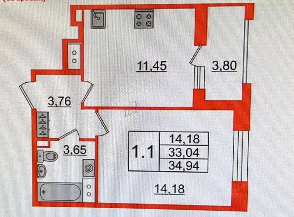 1-к кв. Санкт-Петербург Уральская ул., 25 (35.0 м) - Фото 2