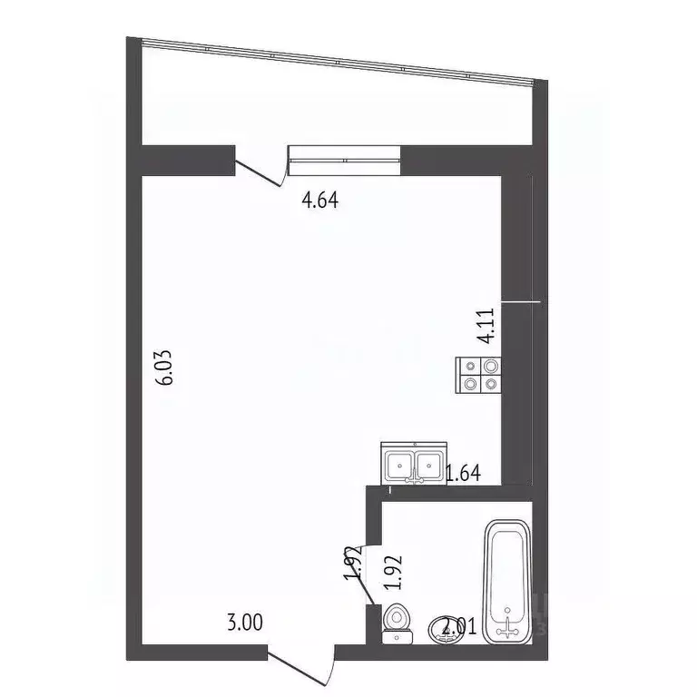 Студия Краснодарский край, Анапа ул. Толстого, 111А (28.5 м) - Фото 1