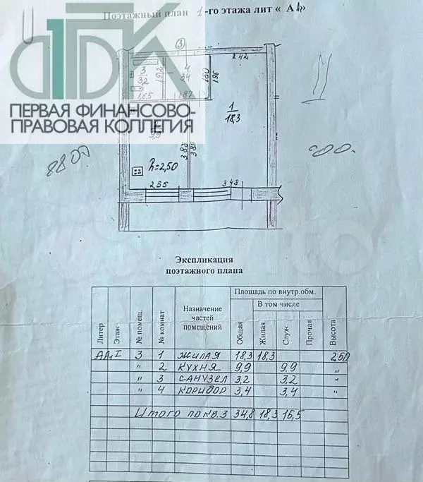 1-к. квартира, 34,8 м, 1/9 эт. - Фото 0