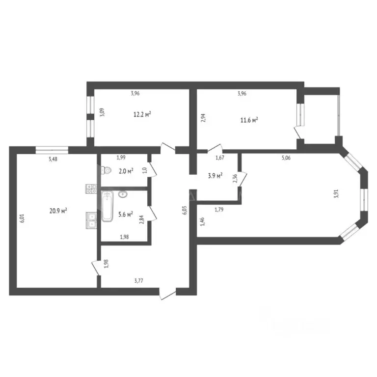 3-к кв. Тюменская область, Тюмень ул. Революции, 228 (92.6 м) - Фото 1