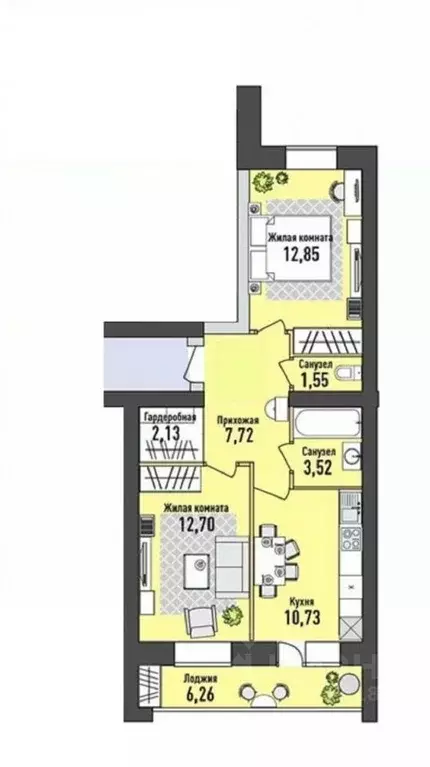 2-к кв. Кировская область, Киров ул. Заповедная, 5а (51.8 м) - Фото 2
