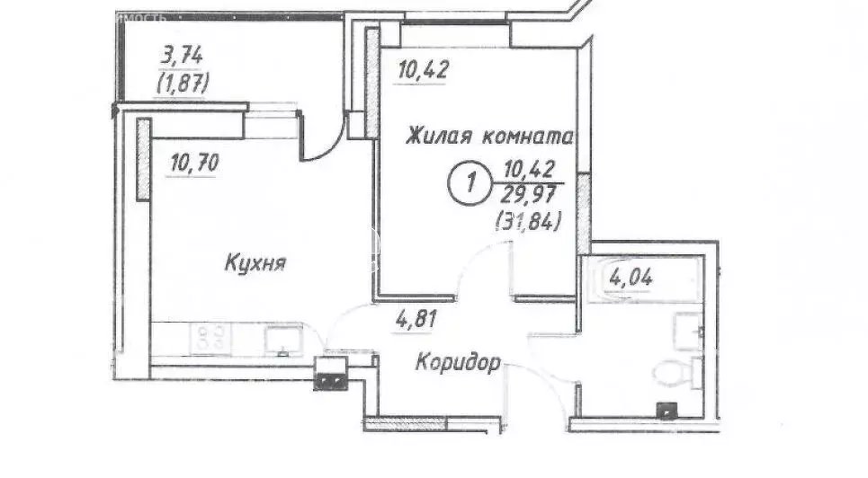 1-комнатная квартира: Дмитров, Московская улица, 21 (30 м) - Фото 0