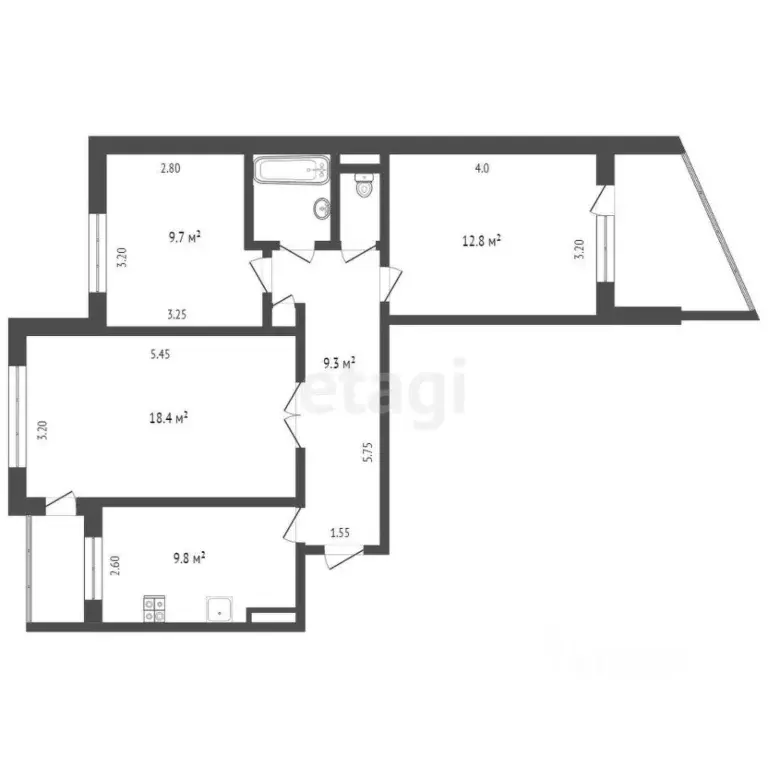 3-к кв. Крым, Симферополь ул. Воровского (63.0 м) - Фото 1