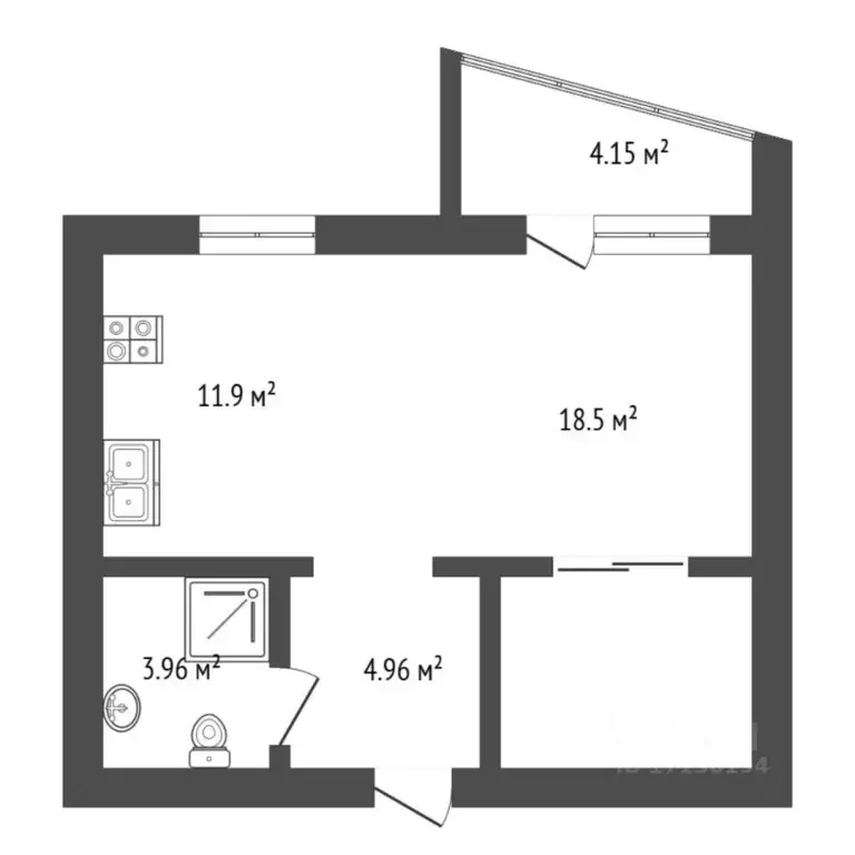 1-к кв. Тюменская область, Тюмень ул. Мельникайте, 109к1 (50.0 м) - Фото 2
