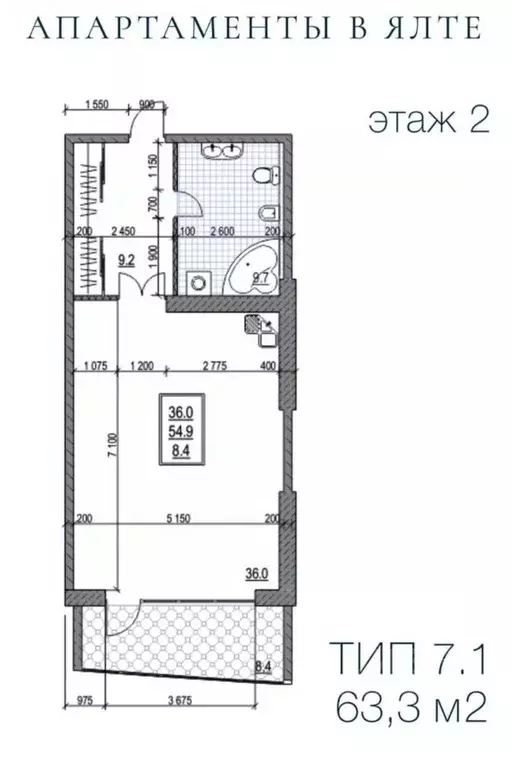 1-к кв. Крым, Ялта муниципальный округ, Курпаты пгт ш. Алупкинское, 10 ... - Фото 2