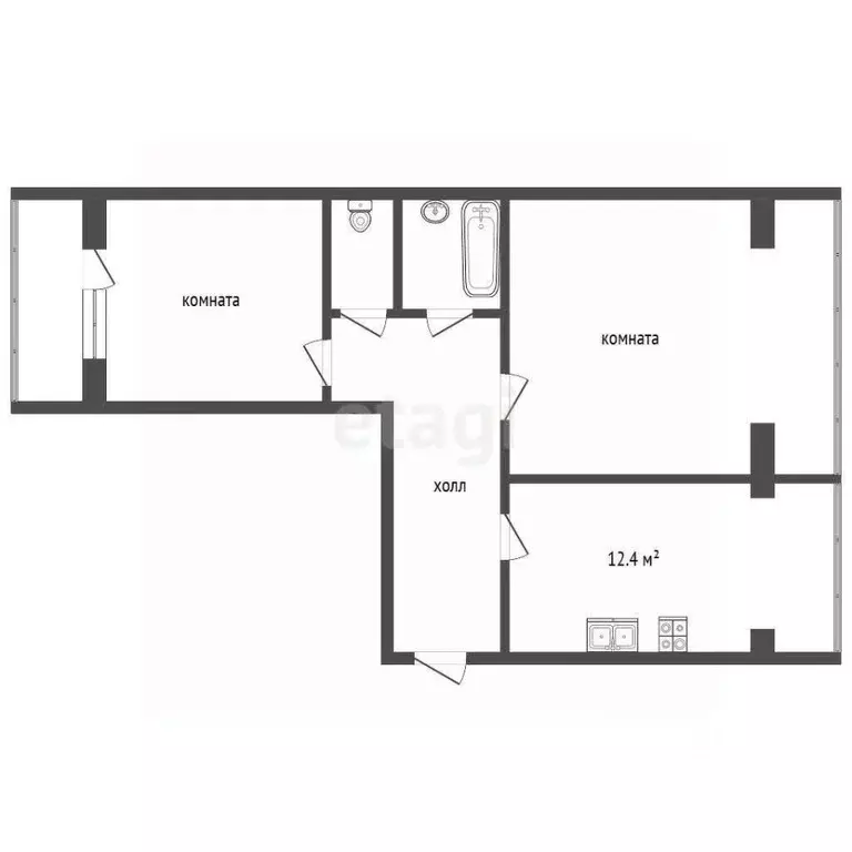 2-к кв. Ставропольский край, Пятигорск ул. Пестова (49.7 м) - Фото 2