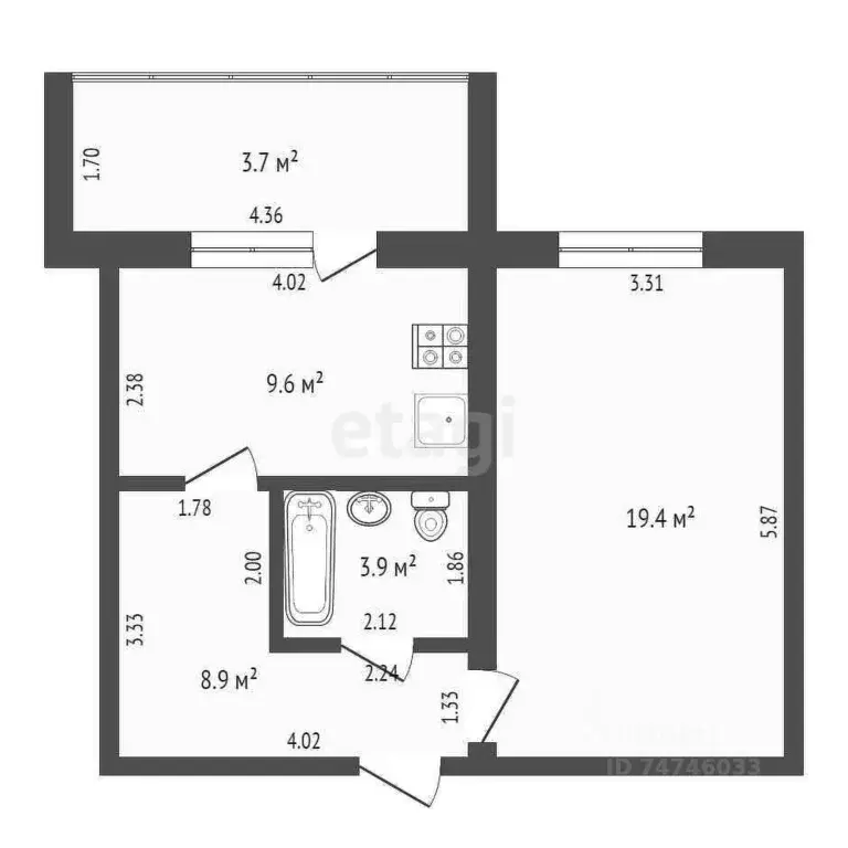 1-к кв. Крым, Сакский район, с. Уютное ул. Кирова, 32 (42.0 м) - Фото 1