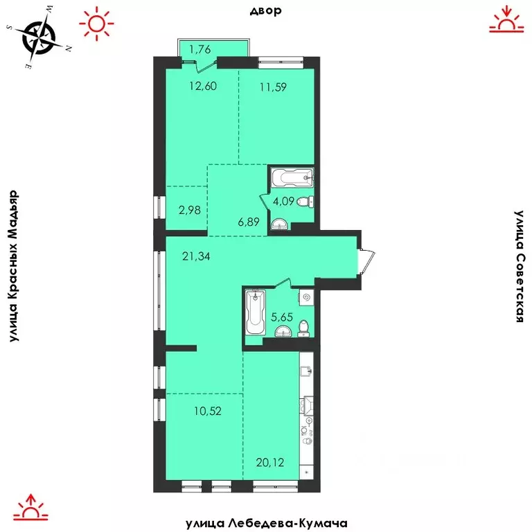 3-к кв. Иркутская область, Иркутск Советская ул., 31/2 (97.54 м) - Фото 0