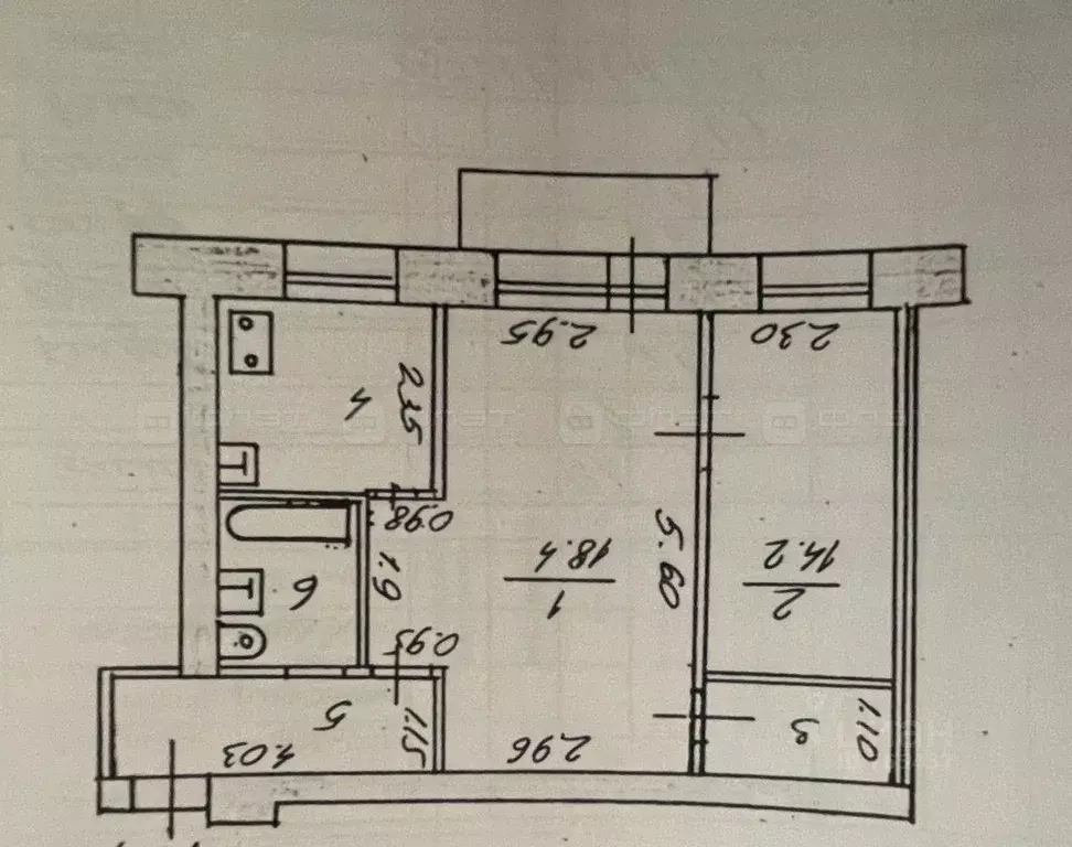 2-к кв. Татарстан, Казань ул. Короленко, 93 (46.0 м) - Фото 2