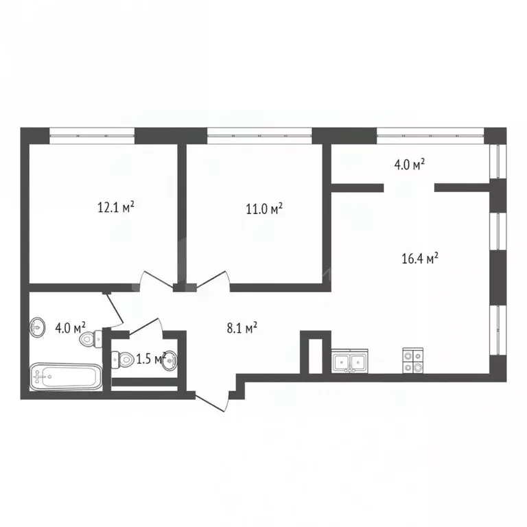 2-к кв. Тюменская область, Тюмень ул. Виктора Тимофеева, 10 (57.1 м) - Фото 1
