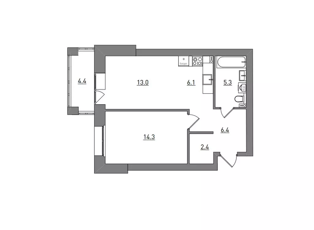 2-комнатная квартира: Чистые Пруды, Парковая улица, 1В (51.9 м) - Фото 1