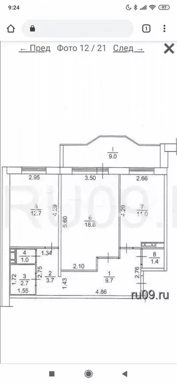 2-к. квартира, 60 м, 2/14 эт. - Фото 0