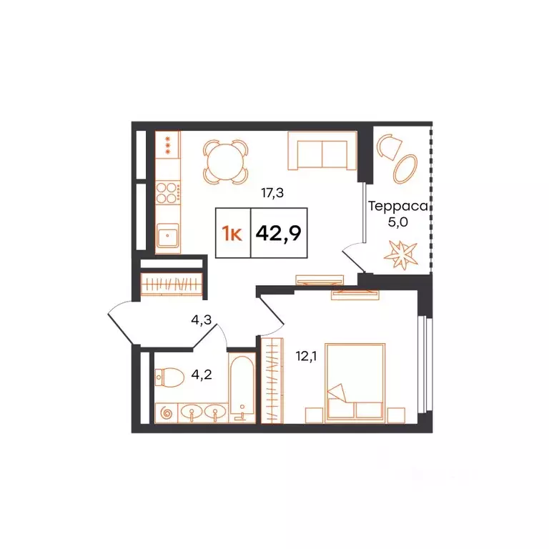 1-к кв. Свердловская область, Нижний Тагил 1-й кв-л, Александровский ... - Фото 1