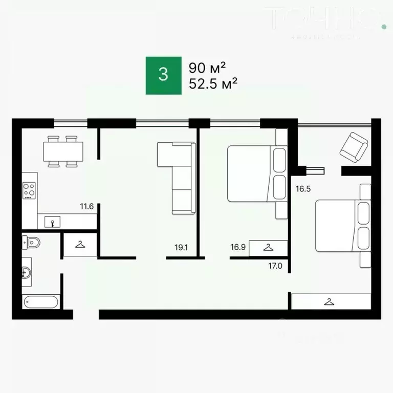 3-к кв. Пензенская область, Пенза ул. Калинина, 4 (90.0 м) - Фото 1