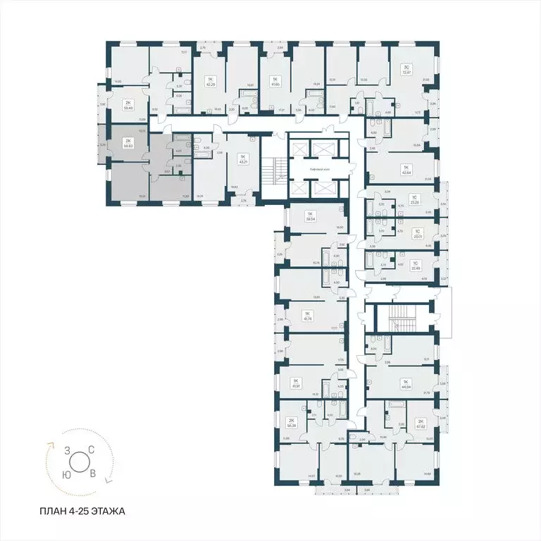 2-комнатная квартира: Новосибирск, улица Дуси Ковальчук, 385 (59.63 м) - Фото 1