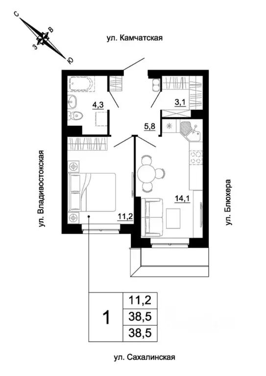 1-к кв. Свердловская область, Екатеринбург ул. Кронштадтская (38.5 м) - Фото 1