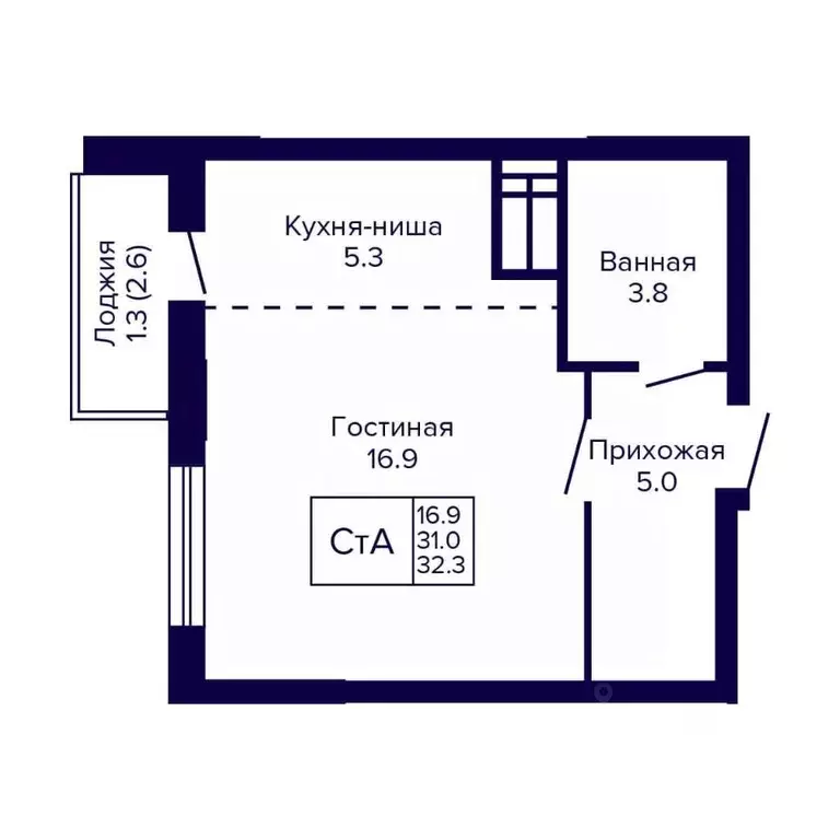 Студия Новосибирская область, Новосибирск ул. Бородина, 54 (32.0 м) - Фото 0