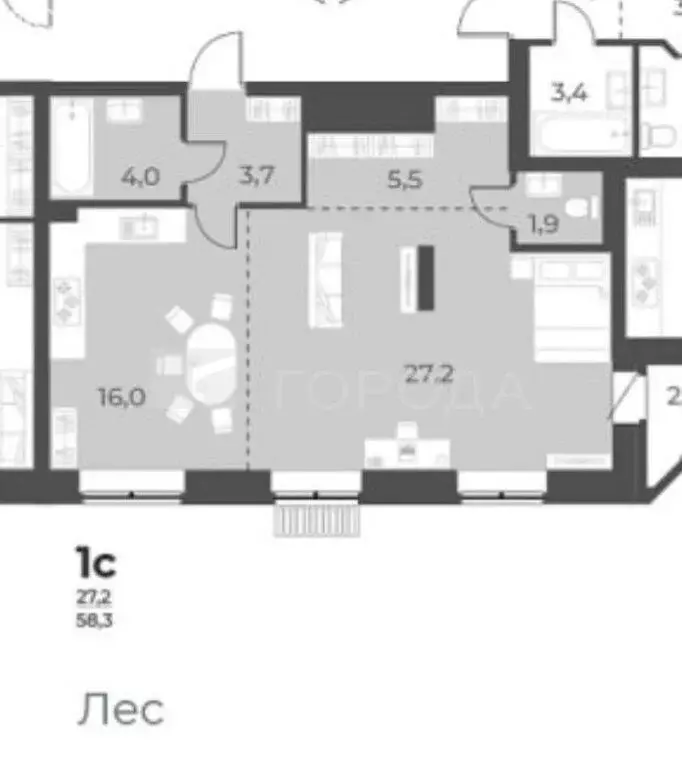 Квартира-студия: Новосибирск, улица Декоративный Питомник, 16/9 (58.3 ... - Фото 1