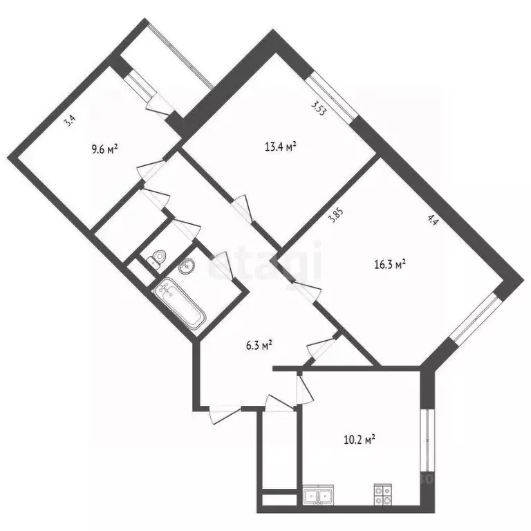 3-к кв. Ярославская область, Ярославль Ленинградский просп., 60 (65.4 ... - Фото 2
