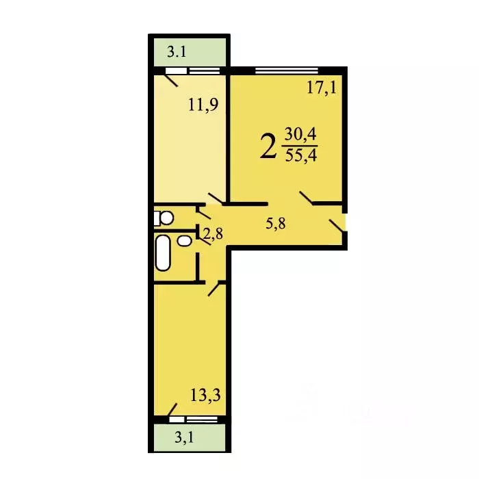 2-к кв. Москва ул. Генерала Белобородова, 32 (58.6 м) - Фото 0