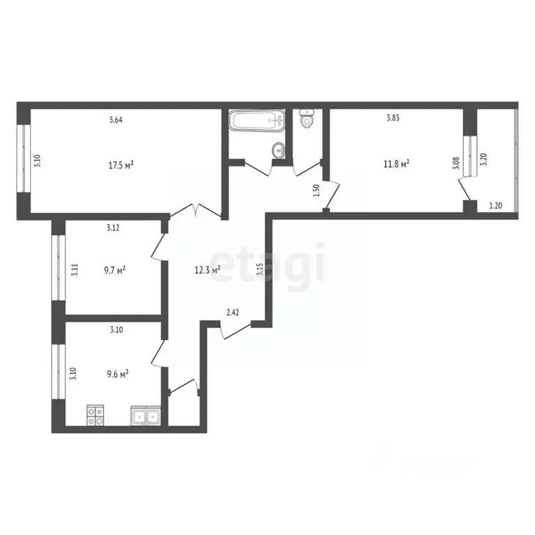 3-к кв. Ямало-Ненецкий АО, Новый Уренгой Лимбяяха мкр, Приозерный мкр, ... - Фото 2