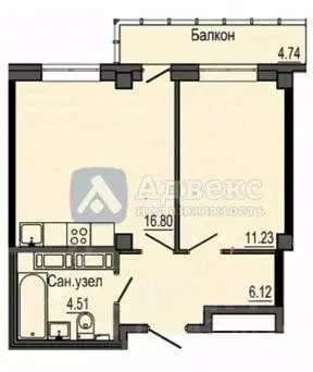 1-к кв. Тюменская область, Тюмень ул. Николая Никитина, 2 (38.6 м) - Фото 1