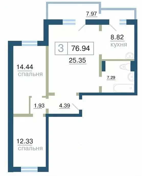 3-к кв. Красноярский край, Красноярск ул. Елены Стасовой, 48А (76.94 ... - Фото 0