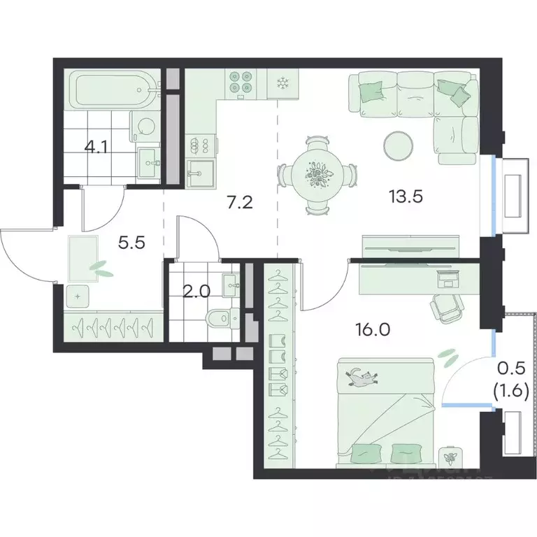2-к кв. Московская область, Раменское G3 Михалевич жилой комплекс ... - Фото 1