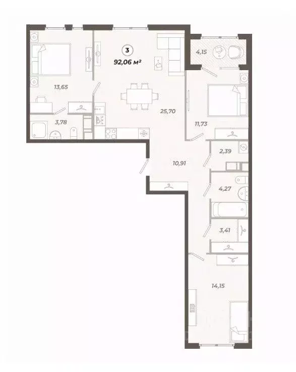 3-к кв. Санкт-Петербург ул. Коли Томчака, 21Д (92.06 м) - Фото 0