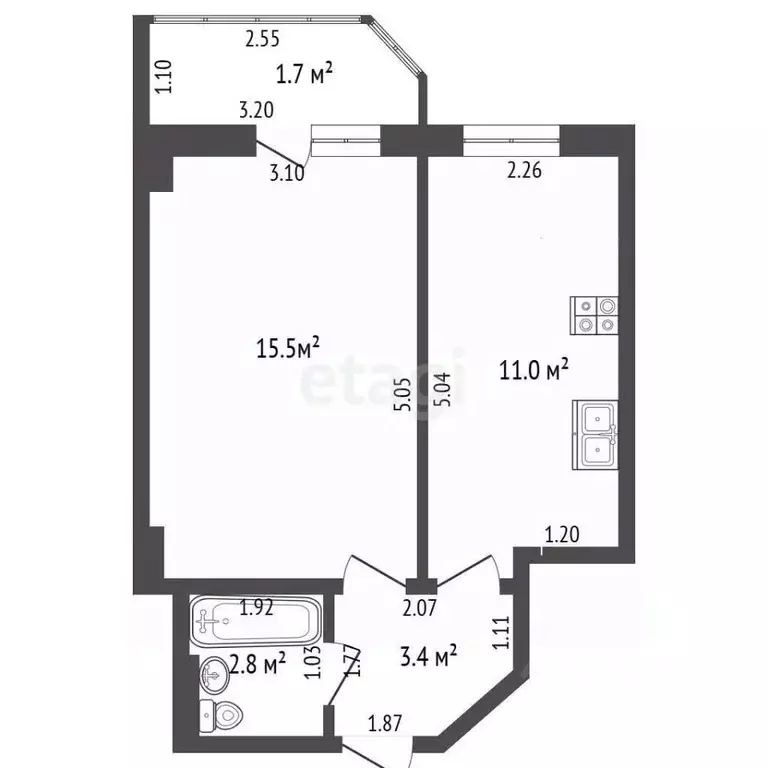 1-к кв. Ростовская область, Аксай Садовая ул., 20Б (35.0 м) - Фото 2