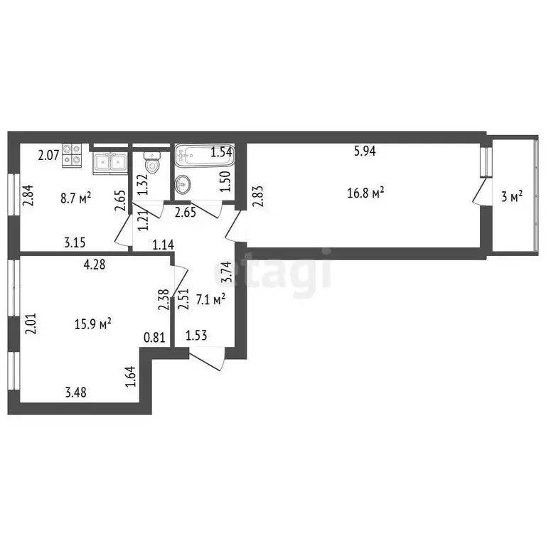 2-комнатная квартира: посёлок Шушары, Московское шоссе, 256к1 (52.1 м) - Фото 1