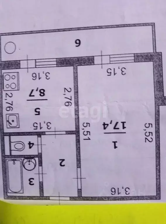 1-к кв. Белгородская область, Белгород ул. Есенина, 40 (35.9 м) - Фото 0