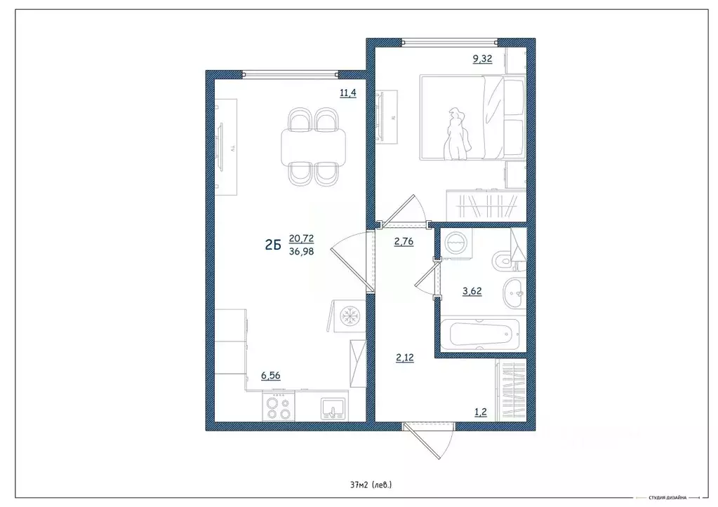 2-к кв. Тверская область, Тверь ул. Левитана, 93А (37.0 м) - Фото 2
