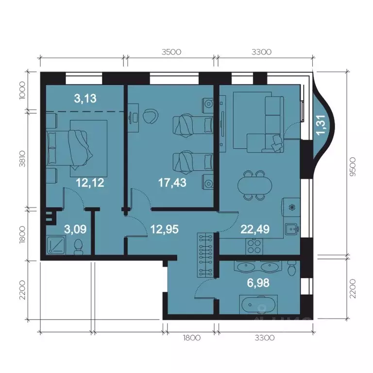 3-к кв. Иркутская область, Иркутск наб. Верхняя, 127 (79.5 м) - Фото 1