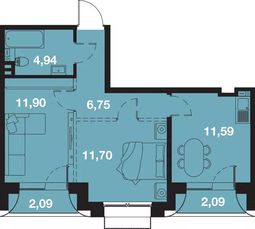2-комнатная квартира: Иркутск, Верхняя набережная, 129 (51.06 м) - Фото 1