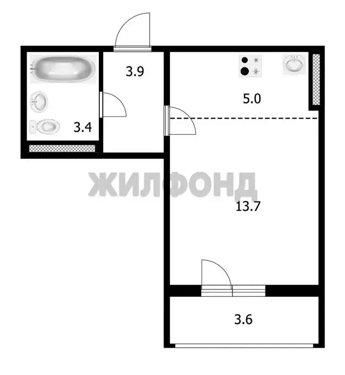 Квартира-студия: село Криводановка, Калиновая улица, 2 (25.7 м) - Фото 1