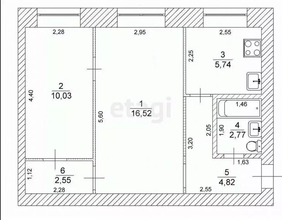 2-к кв. Ульяновская область, Ульяновск ул. Ефремова, 13 (42.4 м) - Фото 2