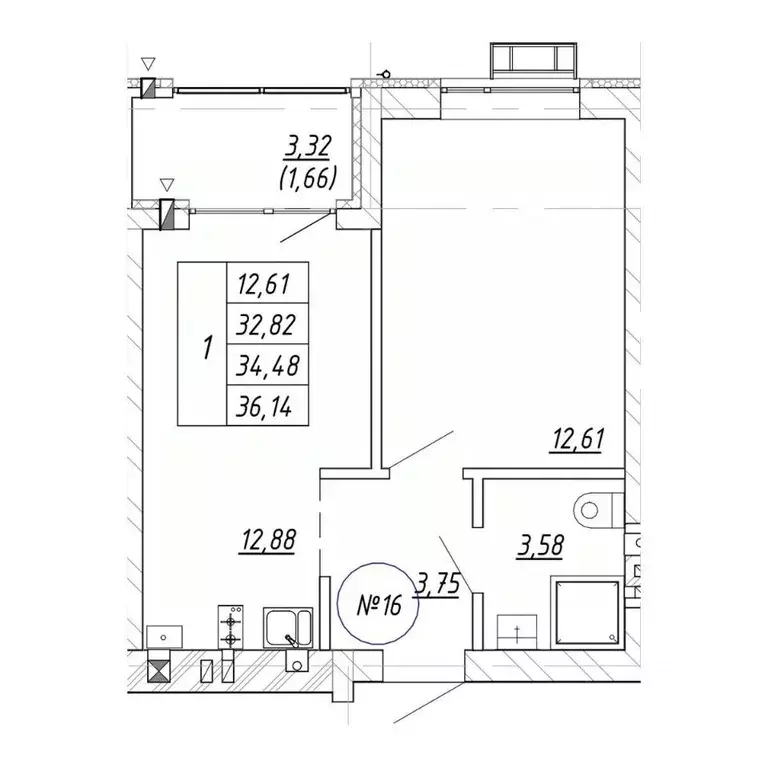 1-к кв. Калининградская область, Зеленоградск  (36.14 м) - Фото 1
