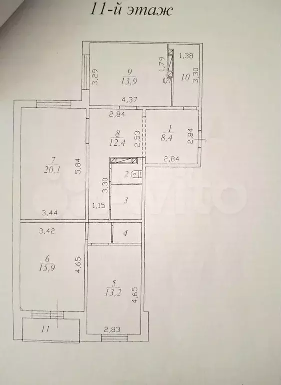 3-к. квартира, 96,5 м, 11/15 эт. - Фото 0