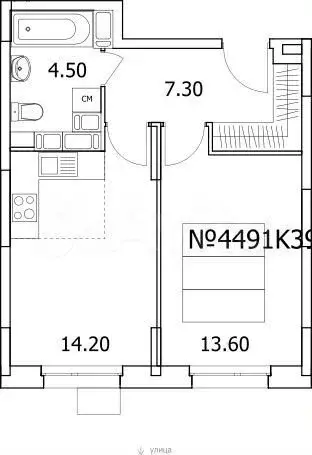 Квартира-студия, 23,1 м, 6/6 эт. - Фото 0