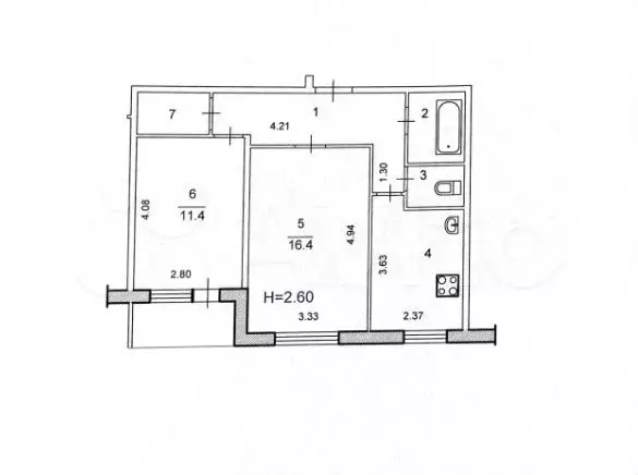 2-к. квартира, 49,8 м, 7/9 эт. - Фото 0