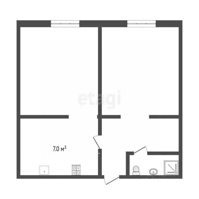 2-к кв. Тюменская область, Тюмень ул. Гастелло, 56А (34.8 м) - Фото 1