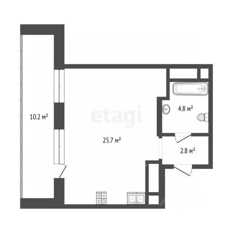 1-к кв. Тюменская область, Тюмень ул. Мельникайте, 2к19 (33.3 м) - Фото 2