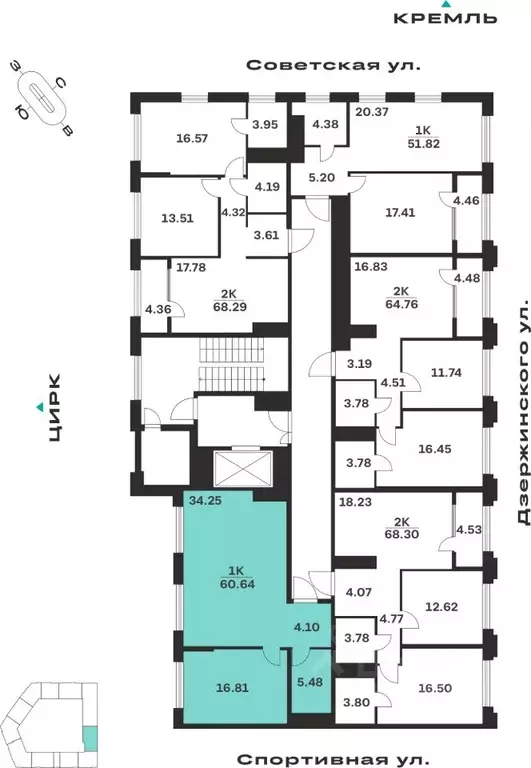 1-к кв. Тульская область, Тула ул. Болотникова, 4 (60.64 м) - Фото 2